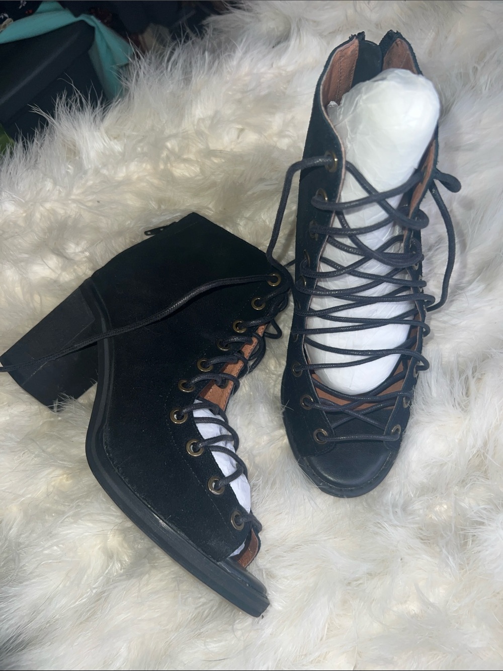 Jeffrey Campbell CORS Lace-Up Black Women’s Ankle Sandals BOOTIES 6.5